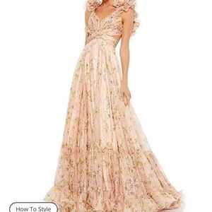 LOOKING FOR: size 16 Mac Duggal Pink Floral Maxi Dress